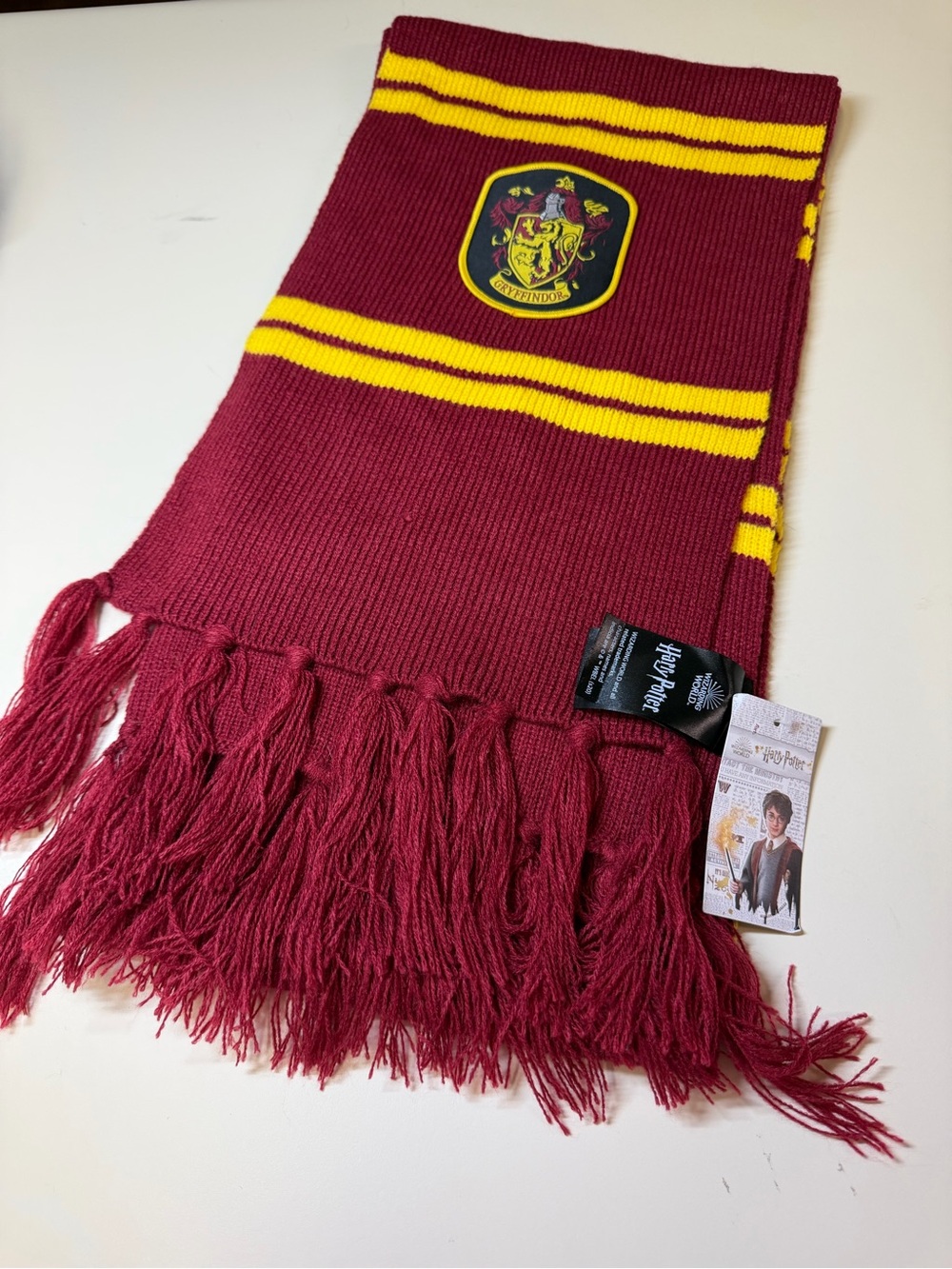 Gryffindor-Inspired Kids Knit Scarf in Maroon and Yellow